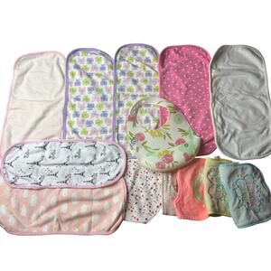 Baby Girl bibs and burp cloths. All clean in good conditions as seen on pics